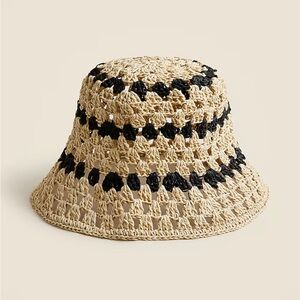 J.Crew Packable woven hat in stripe woven 90’s bucket style -NWOT
